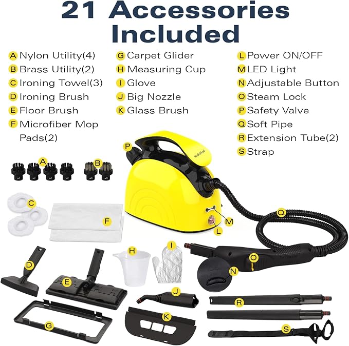 Steam Cleaner with 21 Accessories, 248°F High-Temp Steam & 1.1L Large Tank - Image 6