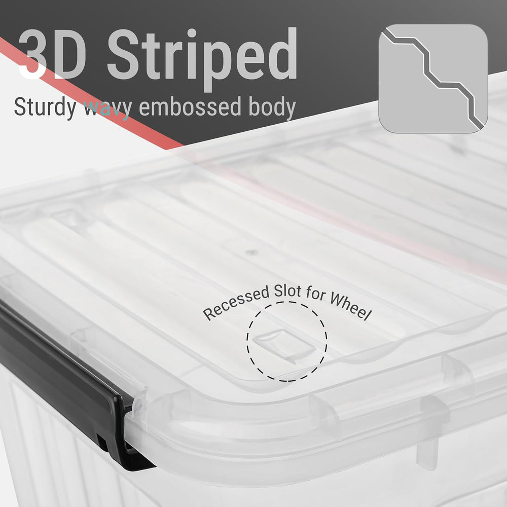 Cetomo Plastic Storage Bins, Lidded Storage Box with Wheels for Home Office D...