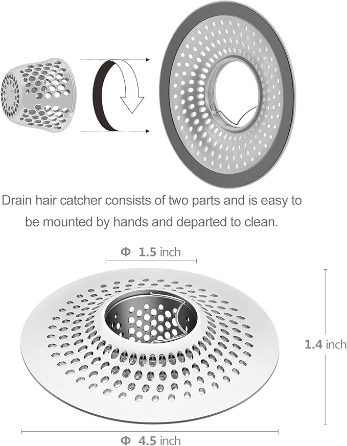 LEKEYE Shower Drain Hair Catcher/Bathroom Drain Cover/Bathtub Drain - Image 3