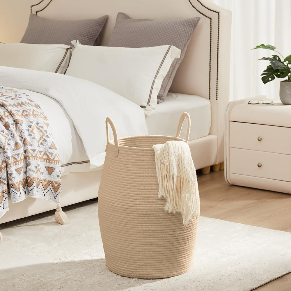 Extra Large Laundry Hamper Basket 105L Woven Blanket Basket, Jute Brown