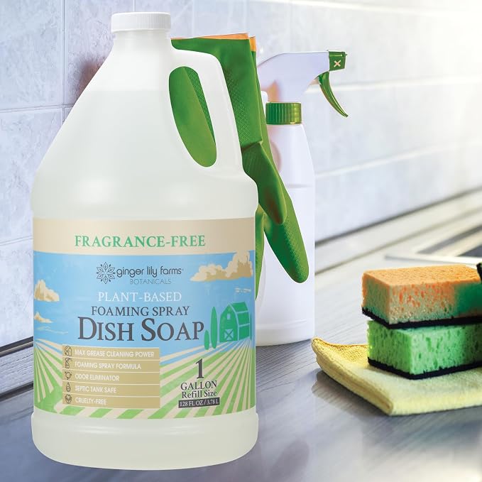 Ginger Lily Farms Botanicals Plant-Based Foaming Spray Dish Soap, Concentrated - Image 6
