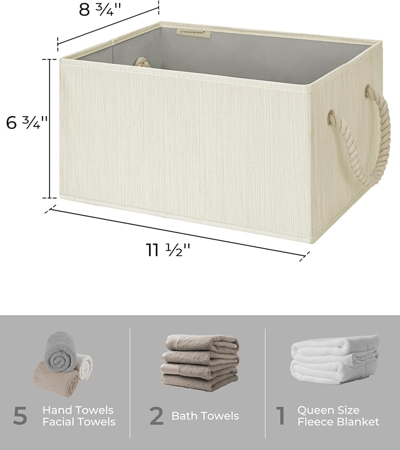 StorageWorks Storage Baskets for Shelves, Foldable Fabric Closet Storage Bins - Image 2