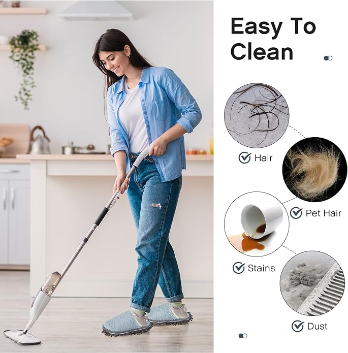 Jecery 2 Pair Microfiber Slippers Floor Cleaning Chenille Mop Slippers Base - Image 5