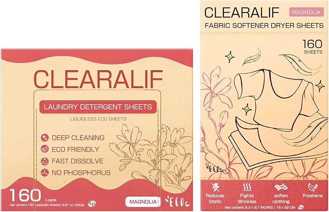CLEARALIF All in One Laundry Detergent Sheets Kit, Magnolia Scent, 160 Loads by CLEARALIF