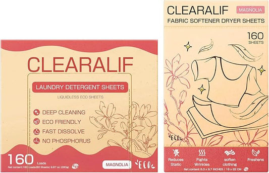 CLEARALIF All in One Laundry Detergent Sheets Kit, Magnolia Scent, 160 Loads by CLEARALIF