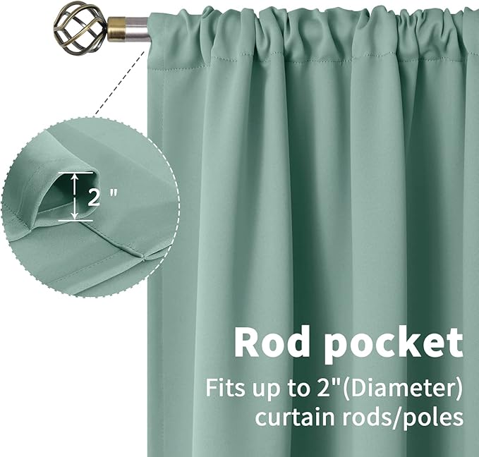 BGment Sage Green Blackout Curtains 72 Inches Long - Image 5