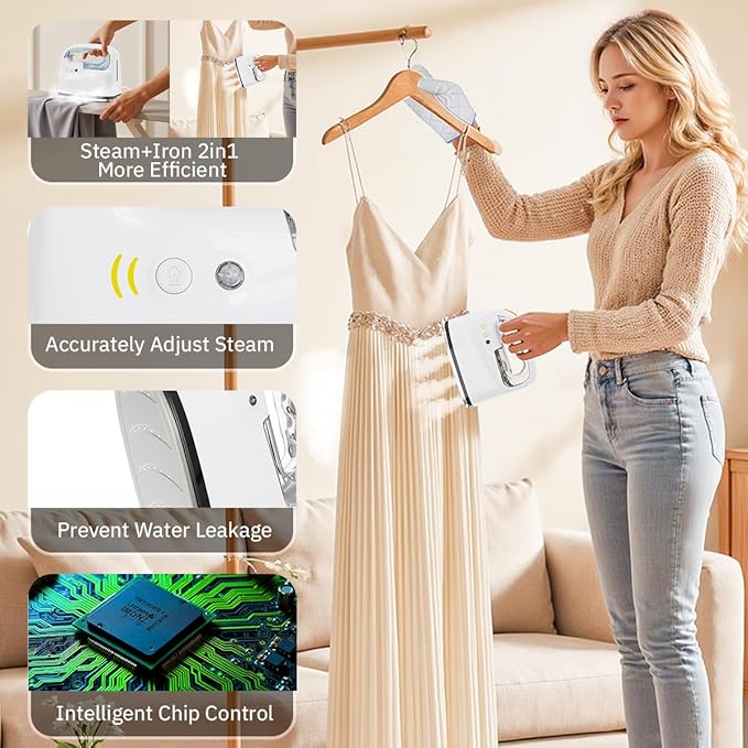 Mini Steamer＆Iron 2 in 1 Garment Steamer, Portable Travel Size Steam Iron - Image 4