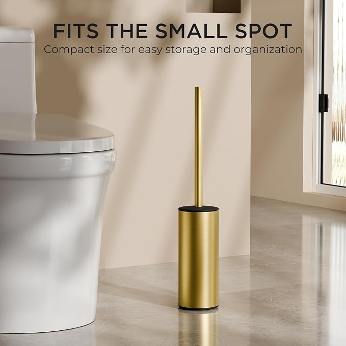 FORIOUS Toilet Brush and Holder Set, 304 Stainless Steel Long Handle and Heavy - Image 7