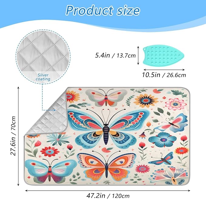 Decorative Butterfly Floral Ironing Mat Thickened Ironing Blanket Travel - Image 2