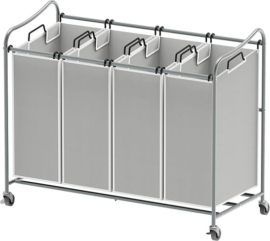 Simple Houseware 4-Bag Heavy Duty Laundry Sorter Rolling Cart by SimpleHouseware