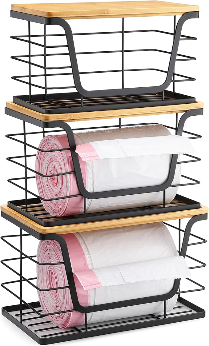 ALOCEO 3 Pack Stackable Storage Bins by ALOCEOWallHooksAdhesive