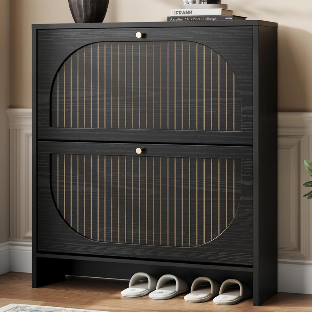 Nicetree Shoe Cabinet Storage for Entryway, Narrow Shoe Rack 2 Flip Drawers w...