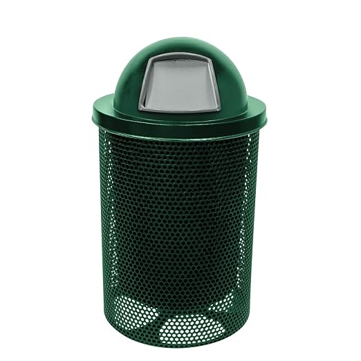 COATEDOUTDOORFURNITURE RDT-P-TXTGRN Heavy Duty Round Trash Receptacle by CoatedOutdoorFurniture