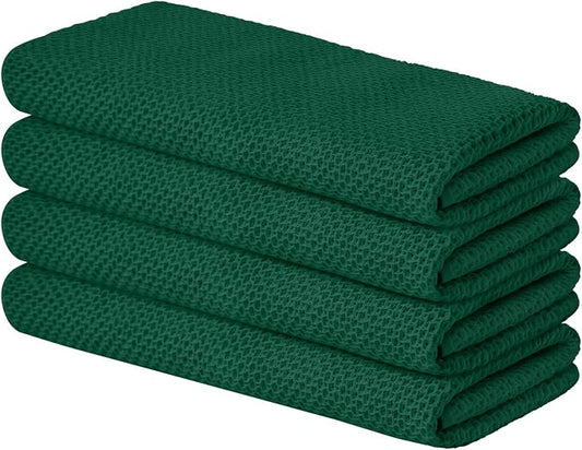 Artoid Mode 100% Cotton Dark Green Waffle Weave Kitchen Dish Cloths, 13x28 Inch by ArtoidMode