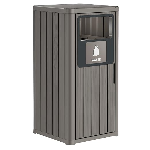 Outdoor Trash Can, Waterproof Resin Garbage Can Indoor and Outdoor Use by LHBGO