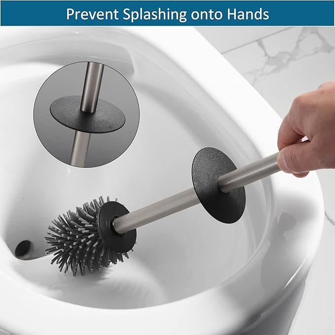 BVL Toilet Brush and Holder Set Brushed Nickel Toilet Bowl Cleaner Brush - Image 5