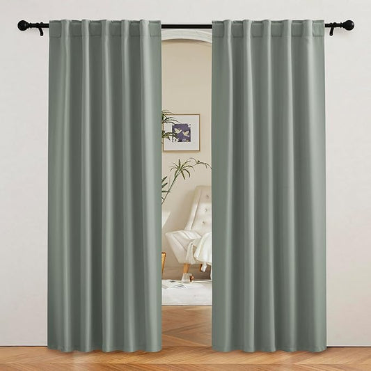 RYB HOME Sage Green Curtains for Bedroom, Vertical Privacy UV Protection Drapery by RYBHOME