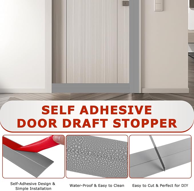 Weather Stripping Self Adhesive Door Draft Stopper Flexible Shower Door Bottom - Image 4