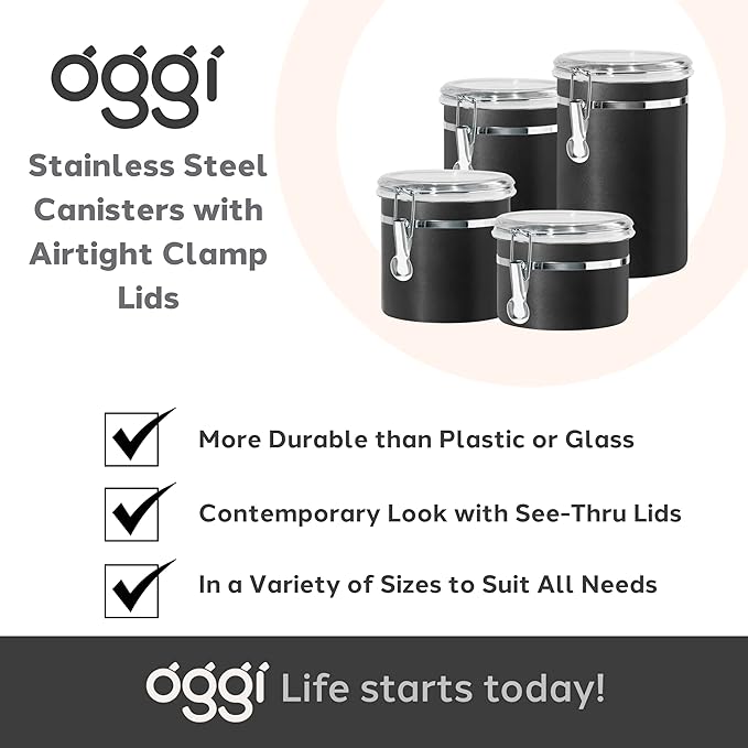 Oggi Stainless Steel Kitchen Canister 36 fl oz, Food Storage, Pantry Storage. - Image 7