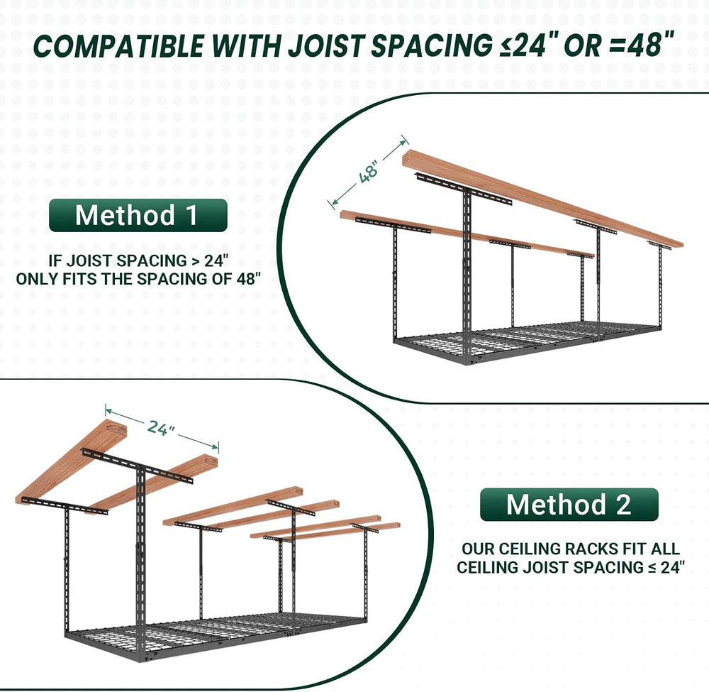 3x8 FT Overhead Garage Storage Rack,750LBS Weight Capacity