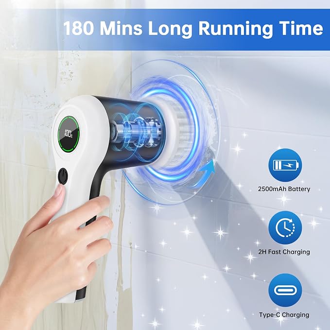 Electric Spin Scrubber, Cordless Shower Scrubber - Image 2