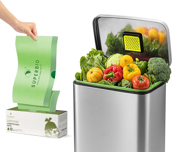 SUPERBIO 13 Gallon Compostable Drawstring Kitchen Waste Bag, 49.2 Liter - Image 7