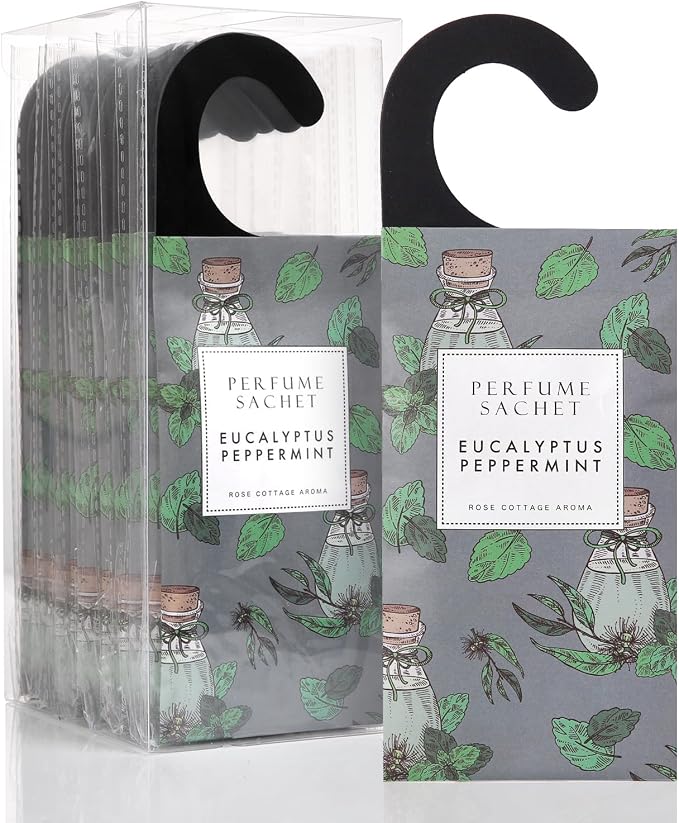 ROSE COTTAGE Large 12 Packs Eucalyptus Peppermint Hanging Closet Air Freshener by ROSECOTTAGE
