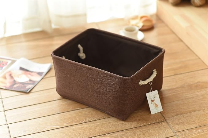 TheWarmHome Decorative Basket Rectangular Fabric Storage Bin Organizer Basket - Image 7