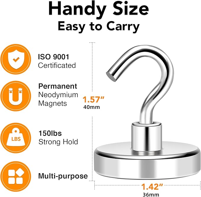 MIKEDE Magnetic Hooks Heavy Duty, 170Lbs+ Super Strong Magnet Hooks - Image 3
