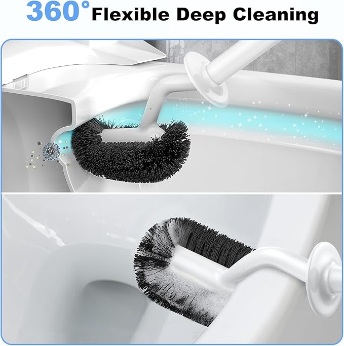HAMITOR Toilet Bowl Brush Holder Set: Curved Design - Image 3