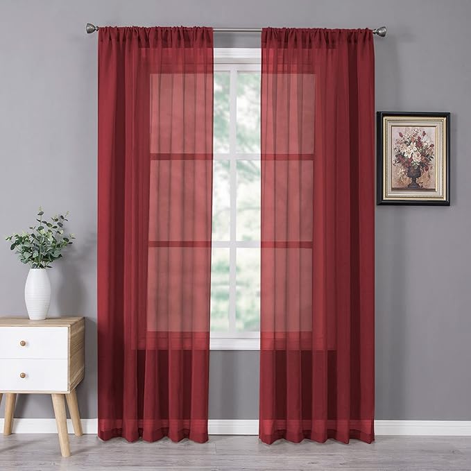Tollpiz Sheer Curtain Linen Textured Living Room Curtains Sheer Light Filtering by Tollpiz