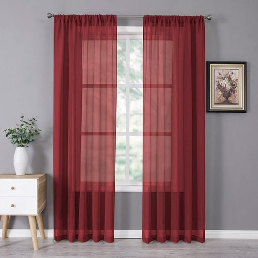 Tollpiz Sheer Curtains Bedroom Linen Textured Curtain Sheers Light Filtering by Tollpiz