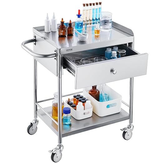 VEVOR Medical Cart, 2-Layer Stainless Steel Cart 220 lbs Weight Capacity - Image 10