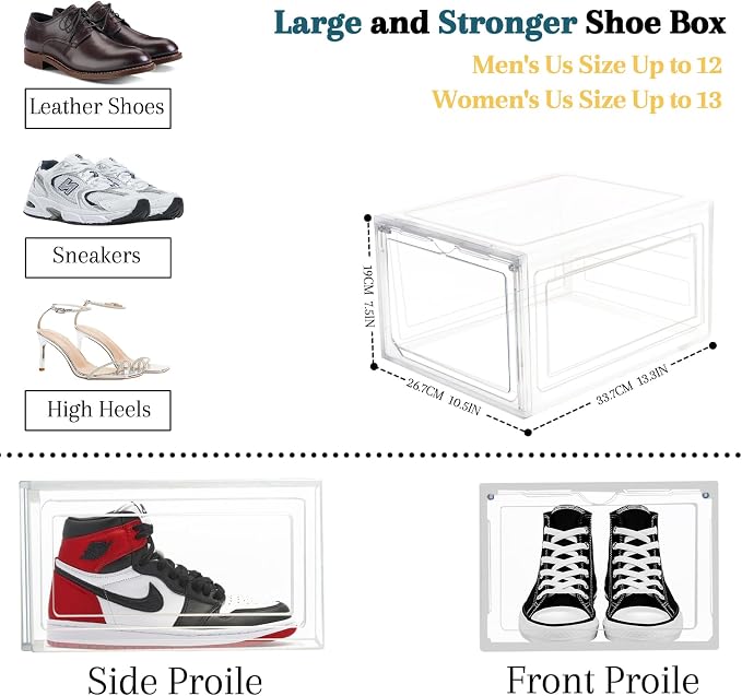 9 Pack Thicken Shoe Organizer Stackable Upgraded Sturdy Transparent Shoe - Image 2