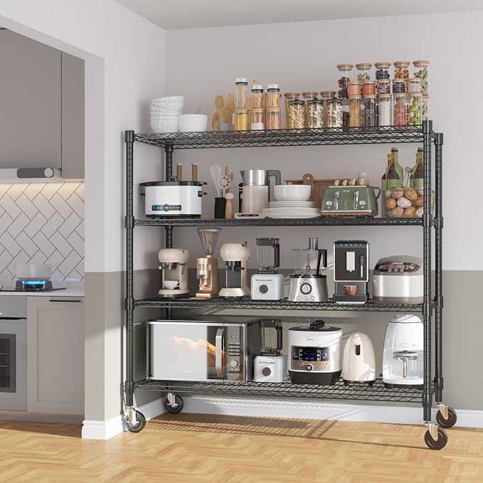 Himimi 72" H Storage Shelves 4 Tier Metal Shelving Adjustable Wire Shelf