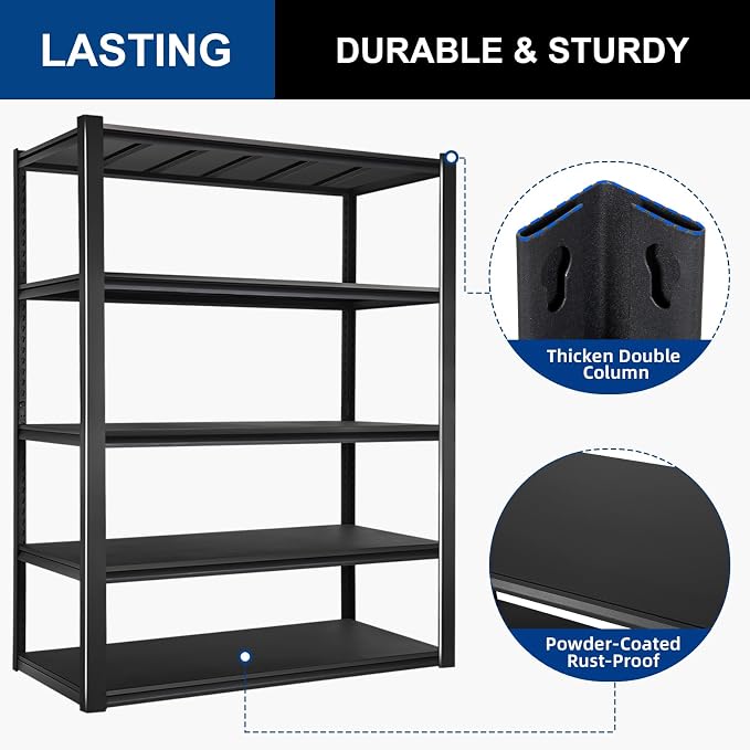 BILT HARD 3500LBS 48" W x 24" D x 72" H Garage Shelving, 5-Shelf Industrial - Image 4
