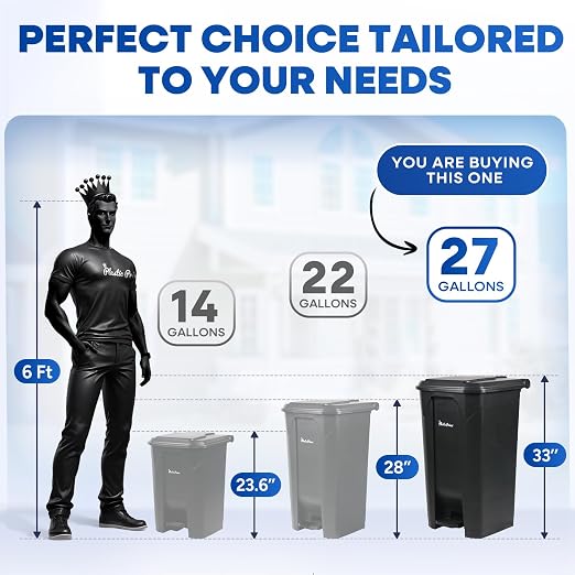 27 Gallon Step-On Trash Can/Container, Hands-Free Disposal - Image 6