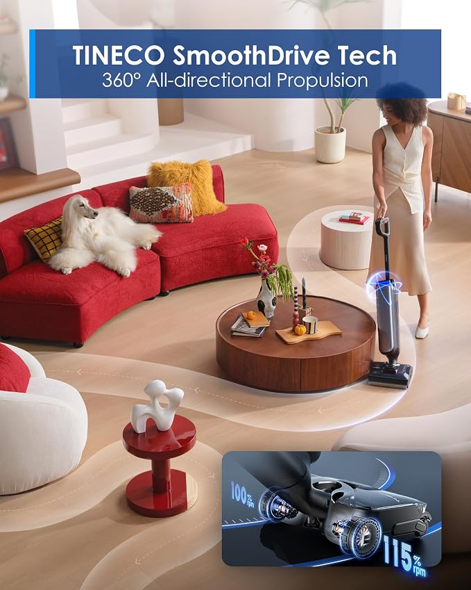 Tineco Floor One S9 Artist Pro Wet Dry Vacuum Cleaner, 22kPa Suction, 360° - Image 6