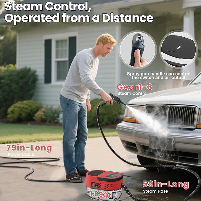 Handheld Steam Cleaner for Home, 2500W High Pressure Steam Cleaner for Car - Image 3