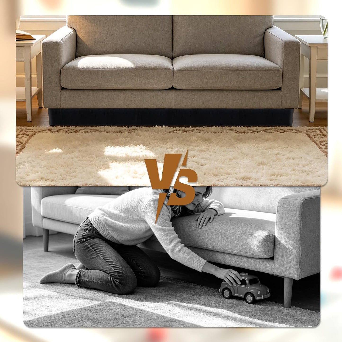 Under Couch Blocker for Pets and Kids Toys, 335x7.5cm/131.89x2.95in Adjustable Elastic Bed Blocker Cat Barrier Dog Couchs Stopper Furniture Gap Filler Protector for Sofa Cabinet