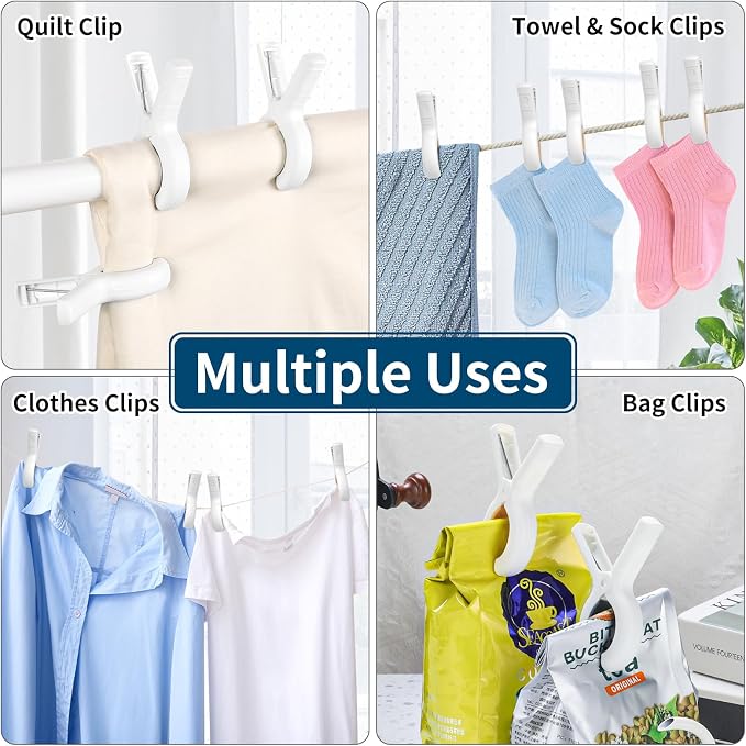 Senbowe 12 Pack Beach Towel Clips, Heavy Duty Plastic Clothes Pins, Windproof - Image 7
