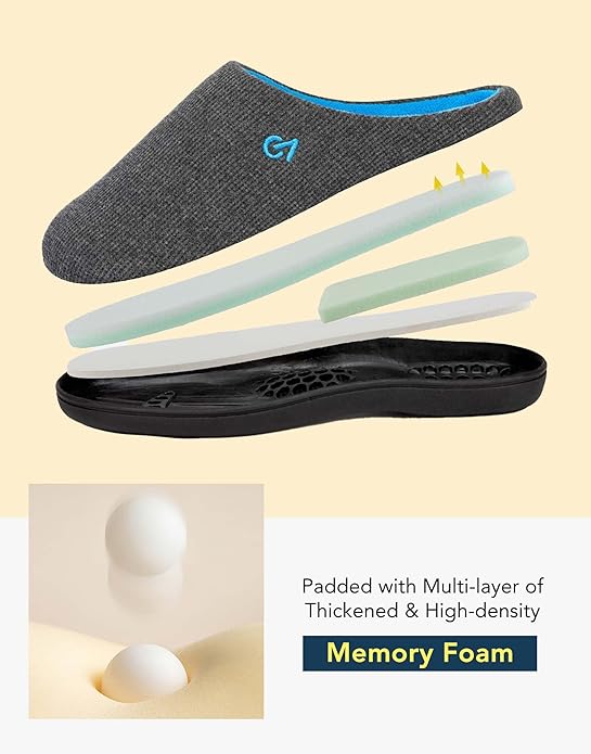 VeraCosy Men's Two-Tone Memory Foam House Slippers Indoor Outdoor Durable - Image 6