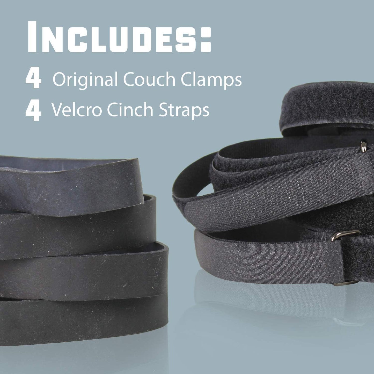 Couch Clamp Pro Heavy Duty Couch Connectors for Sliding Sofas (4 Pack) - Easy Install Strap & No Tools Required - Hook & Loop Cinch Straps- Universal Fit Ideal for 3 Piece Modular Sectional Sofa