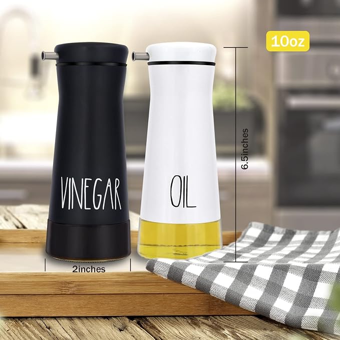 Aelga Black and White Oil And Vinegar Dispenser Set - Image 4