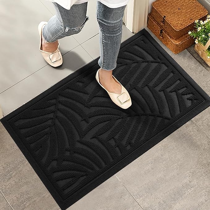 Front Door Mat, Absorbent Resist Dirt Welcome Door Mat Indoor Outdoor, by HIYARD