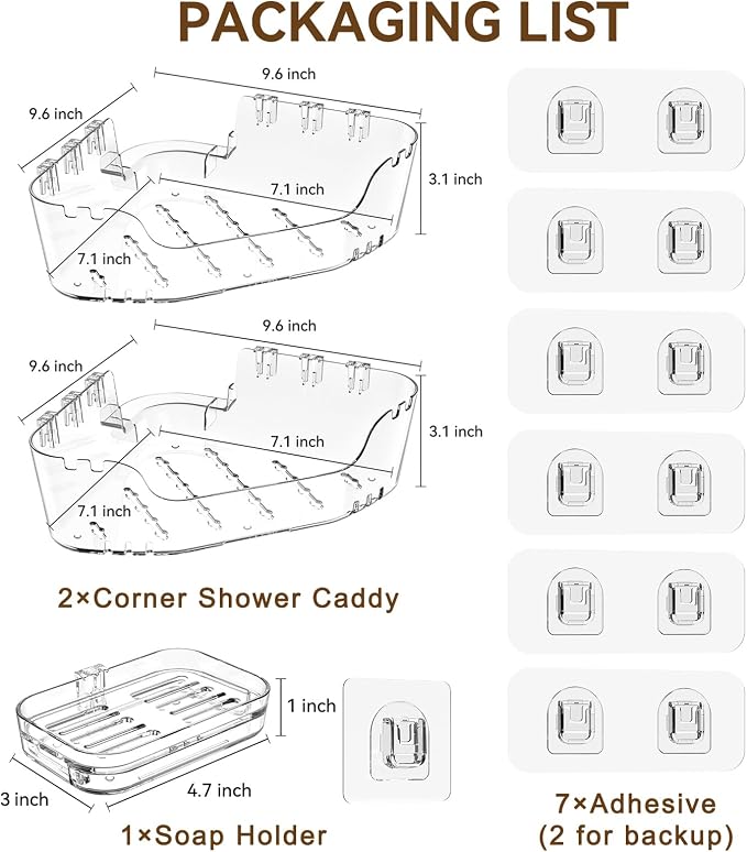 Corner Shower Caddy, Rustproof Corner Shower Shelves, No Drilling Bathroom - Image 6