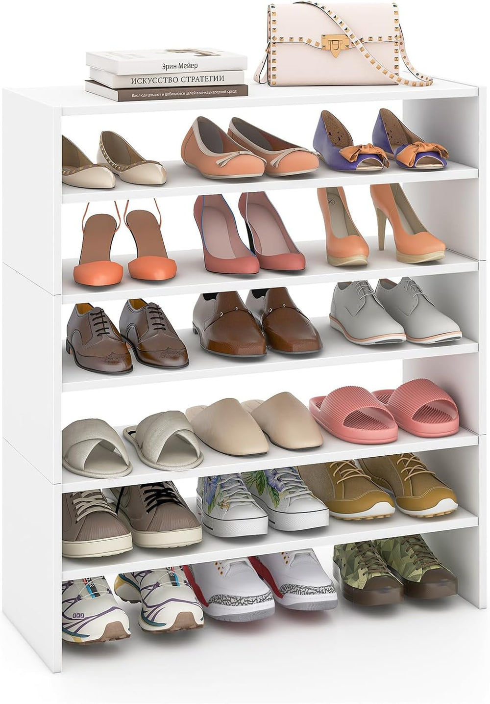 GOFLAME 6-Tier Shoe Rack, Stackable Shoe Storage Organizer, Freestanding Mode...