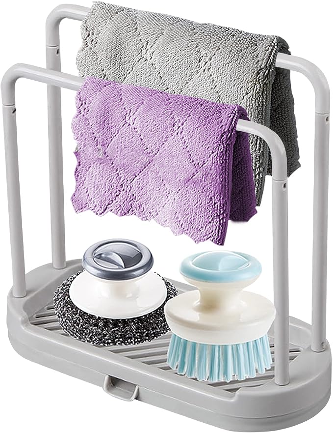 Kitchen Sponge Holder Dishcloth Hanger, Kitchen Sink Rack Tray Organizer Stand by MUUBOOX