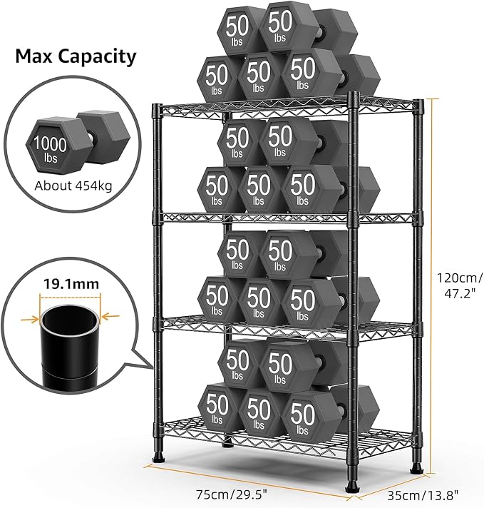 1000 lbs Storage Shelving Steel Heavy Duty 4-Tier Utility Shelving Unit Steel - Image 3
