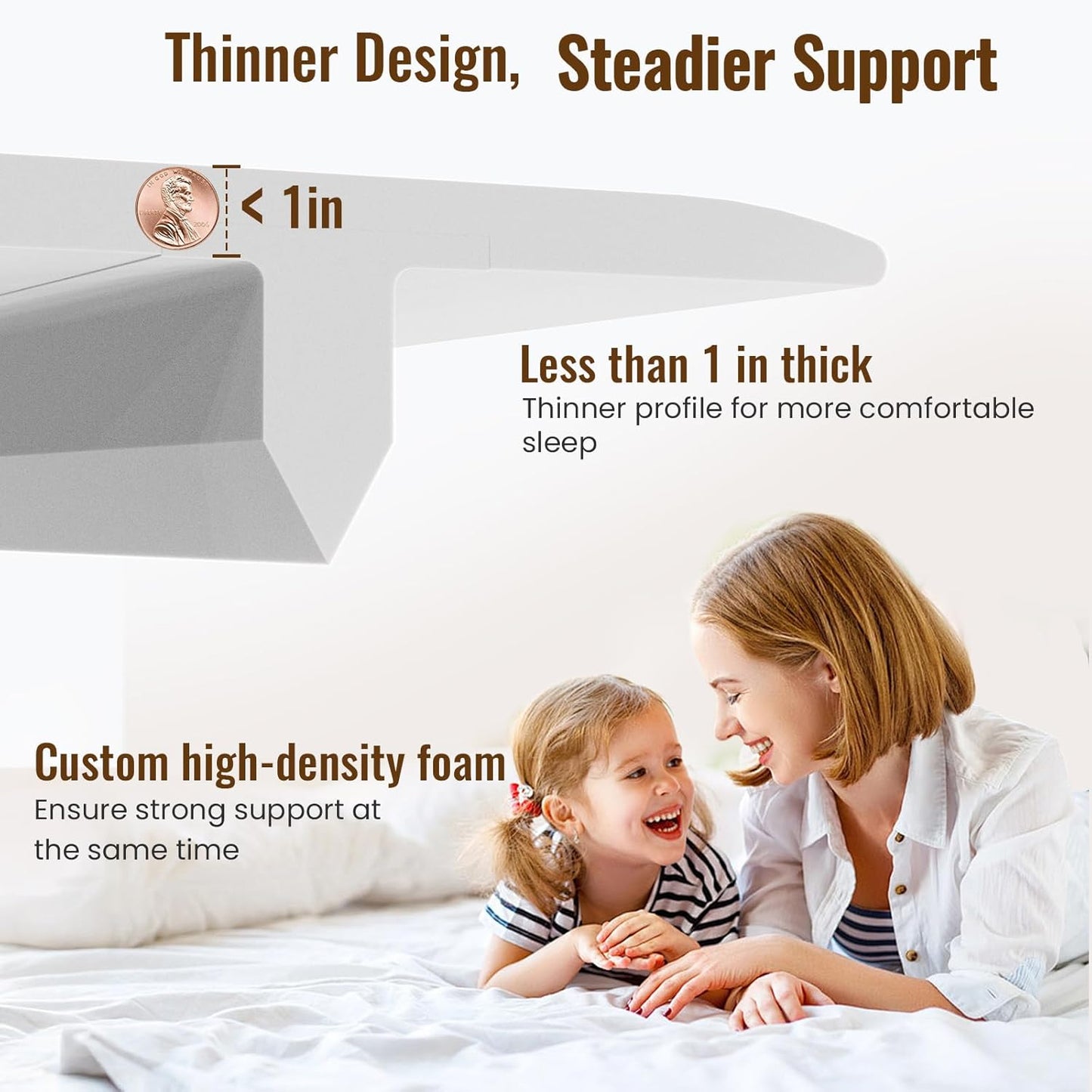 Vekkia 80" x 12" Twin XL/Twin to King Converter with Internal PE Support Sheet & High-Density Foam, Split King Gap Filler for Adjustable Bed, Guest Room, Vacation Rentals, Hotel, Washable Cover